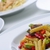 macarrão · queijo · frango · cogumelos · comida · folha - foto stock © dotshock