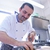 chef · bello · bianco · uniforme · pasta · insalata - foto d'archivio © dotshock