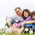 familia · feliz · retrato · tres · hierba · verde · familia · nina - foto stock © elenaphoto