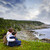 Children sitting at Atlantic coast in Newfoundland stock photo © elenaphoto