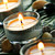gyertyák · égő · üveg · zöld · levél · fény · zöld - stock fotó © elenaphoto