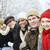 grup · prietenii · exterior · iarnă · tineri - imagine de stoc © elenaphoto