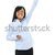 Excited happy young woman with arm raised stock photo © elenaphoto