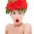 şaşırmış · güzel · bir · kadın · kırmızı · çiçekler · kafa · beyaz - stok fotoğraf © feedough