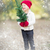 Baby Girl In Mittens Holding Small Christmas Tree with Snow Effe stock photo © feverpitch