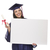Female Graduate in Cap and Gown Holding Blank Sign, Diploma stock photo © feverpitch
