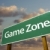 Game Zone Green Road Sign and Clouds stock photo © feverpitch