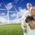 glücklich · Familie · Windkraftanlage · dramatischen · Himmel - stock foto © feverpitch