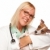 Привлекательная · женщина · врач · ветеринар · небольшой · щенков · изолированный - Сток-фото © feverpitch