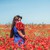 menina · beautiful · girl · vermelho · campo · flor - foto stock © FotoVika