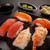 Close up of sashimi sushi set with soy sauce, wasabi and ginger stock photo © grafvision