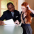 Negotiations between red-haired girl and black american man stock photo © gromovataya