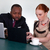 Business conversation between black man and redhead woman stock photo © gromovataya