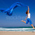 jumping · bella · spiaggia · colorato · tessuto - foto d'archivio © iko