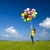 女孩 · 氣球 · 快樂 · 年輕女子 · 綠色 - 商業照片 © iko