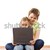 leren · laptop · meisje · moeders · computer · familie - stockfoto © ilona75