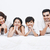 Portrait of a happy family smiling on the bed stock photo © imagedb
