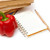 pencil on notebook near pile of books for your recipes, menu... stock photo © inxti