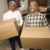 idős · pár · költözködő · dobozok · portré · mosolyog · idős · afroamerikai - stock fotó © iofoto