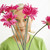 donna · guardando · fiori · ritratto · sorridere · adulto - foto d'archivio © iofoto