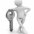 key and man on white background. 3D image stock photo © ISerg