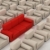 Row of white armchairs and red sofa. 3D image. stock photo © ISerg