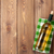 White wine bottle over towel on wooden table stock photo © karandaev