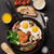 inglês · café · da · manhã · frito · ovos · salsichas · bacon - foto stock © karandaev