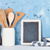 Kitchen utensils and chalkboard stock photo © karandaev