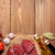 ruw · filet · biefstuk · specerijen · houten · tafel · top - stockfoto © karandaev