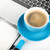 Blauw · koffiekopje · laptop · witte - stockfoto © karandaev