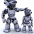 drăguţ · robot · cyborg · copil · 3d · face · viitor - imagine de stoc © kjpargeter