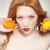 fiatal · nő · tart · narancs · citrom · szem · nők - stock fotó © konradbak