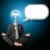 businessman in lotus pose and lamp-head with thought bubble stock photo © leedsn