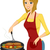 grill · dziewczyna · ilustracja · kobieta · grillowanie · stek - zdjęcia stock © lenm