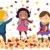 Herbstlaub · Illustration · Stick · Kinder · spielen · Kinder · Kind - stock foto © lenm