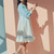 Frau · Mode · türkis · Kleid · herrlich · stehen - stock foto © LightFieldStudios
