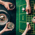 Hand with whiskey and chips by casino table with bets and roulette stock photo © LightFieldStudios
