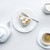 top view of appetizing piece of cake with meringue, teapot and coffee on white surface stock photo © LightFieldStudios