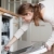 huishoudelijk · werk · jonge · vrouw · gerechten · vaatwasmachine · huis · meisje - stockfoto © lightpoet