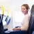 Young woman on board of anairplane stock photo © lightpoet