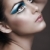 femme · lumineuses · bleu · belle · brunette · chat - photo stock © lubavnel
