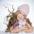 winter fashion cap little girl hug teddy bear smiling stock photo © lunamarina