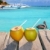 Caribbean fresh coconuts cocktail pelican swimming stock photo © lunamarina