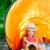 Camping children girl in tent eating watermelon slice stock photo © lunamarina