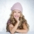 Smiling gesture little girl winter pink cap portrait stock photo © lunamarina