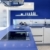 albastru · alb · bucătărie · modern · design · interior · casă - imagine de stoc © lunamarina