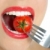comer · rojo · tomate · macro · mujer · boca - foto stock © lunamarina