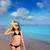 kék · tengerpart · lány · bikini · tengeri · csillag · napszemüveg - stock fotó © lunamarina