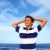 boy teenager hands in head relaxed in blue ocean stock photo © lunamarina